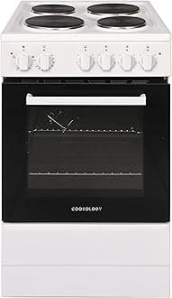 Cookology CFSPSC501WH 50cm 62L Capacity Single Cavity Freestanding Electric Cooker with 4 Zone Solid Plate Hob Cooktop - White [Energy Class A]