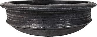 Kerala Traditional Hand Made Seasoned Clay Black Meen Chatti Pot (1 L, 06-Inch, Black)