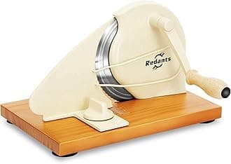 Redants Manual Bread Slicer for Homemade Sourdough Bread, Versatile Hand Crank Bread Slicer, Adjustable Thickness for Smooth Cutting, Food Grade Stainless Steel (Cream)