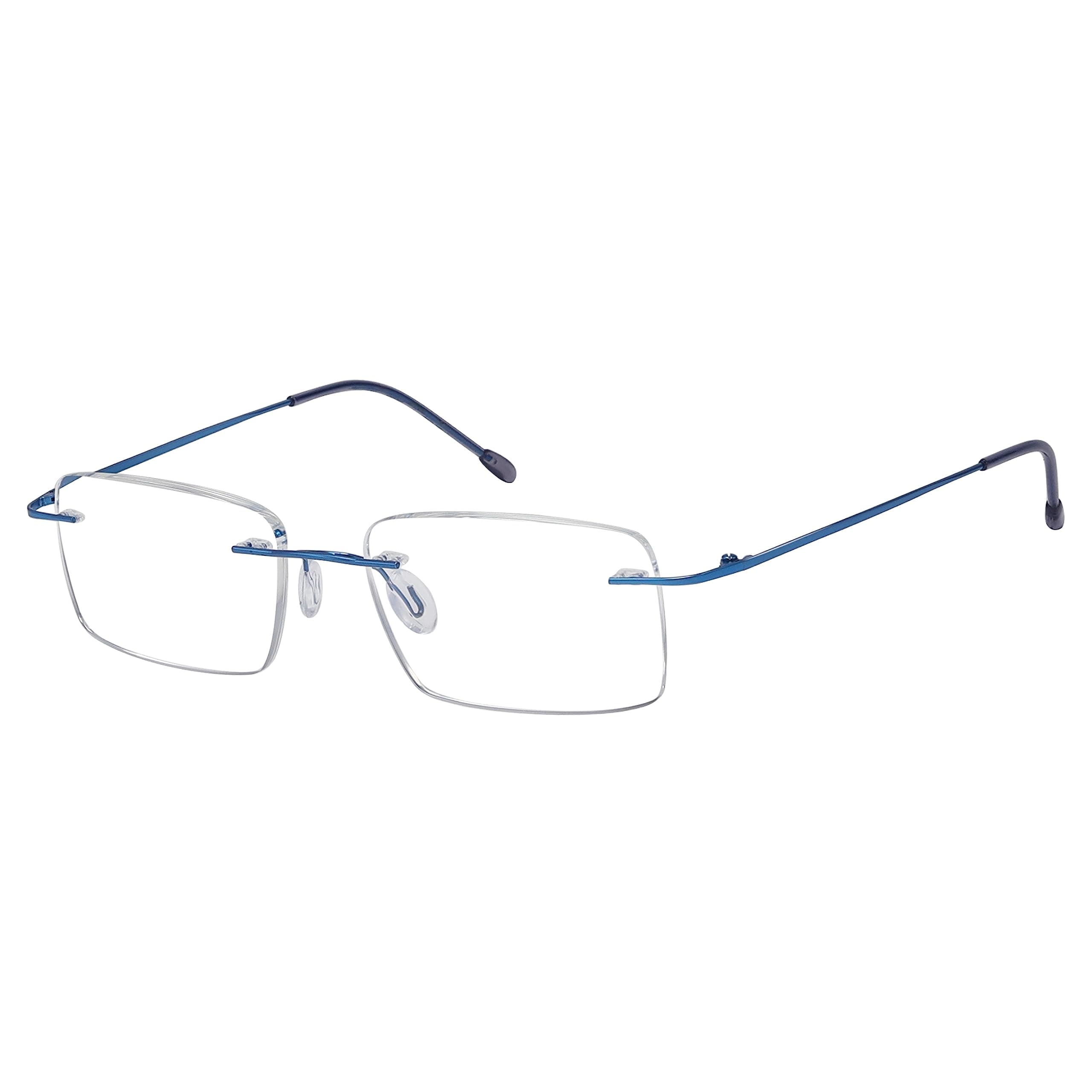 Frameless Reading Glasses for Men Reading - Rectangle Rimless Reader Eyeglasses Blue +1.75