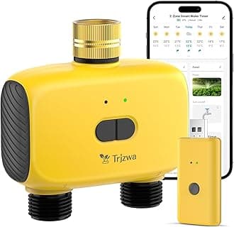 WiFi Sprinkler Timer,TRJZWA WiFi Water Timer for Garden Hose with Brass Inlet,TRJZWA 2-Zone Water Hose Timers Outdoor with Rain Delay Automatic Irrigation System Controller for Garden, Yards and Lawns