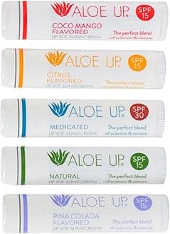 Lip Ice - Lip Balm 5-Pack - Includes SPF 15 Lip Balms and an SPF 30 Medicated Lip Balm - With Natural Moisturizing Oils and Hydrating Aloe Vera Gel - Alcohol-Free - Assorted Lip Care Pack