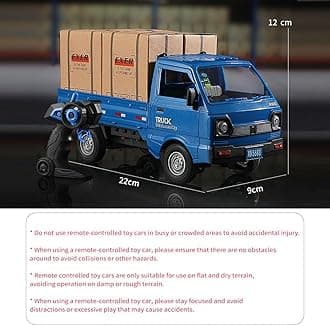 GoolRC Remote Control Car Kei Truck, 1:16 Scale RC Transport Pickup Truck with Spray and Light, 2.4GHz All Terrain RC Cars for Kids and Adults Christmas or Birthday Gift (Blue)