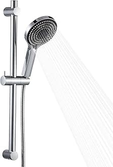 OFFO Shower Slide Bar with 6 Modes Shower Head Set, 1.5m Stainless Steel Hose,Adjustable 60cm Riser Rail and High Pressure Handheld Showerhead,Chrome