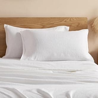 DAPU 100% French Linen Pillowcases of 2 King Size Stone Washed-Ultra Soft, Breathable and Durable (White, 20''x40'')