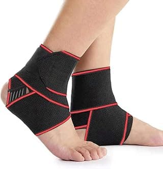 Candy Li Set of 2 Ankle Support,Adjustable Ankle Brace Breathable Nylon Material Super Elastic and Comfortable,1 Size Fits all,Suitable for Sports (Red Set of 2)