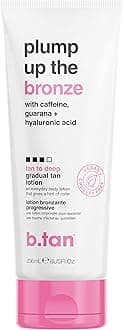 b.tan Dark Gradual Self Tanning Lotion | Plump Up the Bronze Everyday Glow Lotion - Develop a Bronzed Glow, Infused With Hyaluronic Acid For Plump, Juicy Skin, Vegan, Cruelty & Paraben Free, 8 Fl Oz