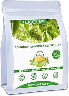 Soursop Leaves Tea - 1.5g x 50 Count - 100% Pure Soursop Graviola Leaves Tea Bag - Country of Origin Thailand - Support Digestion & Rich In Nutrients