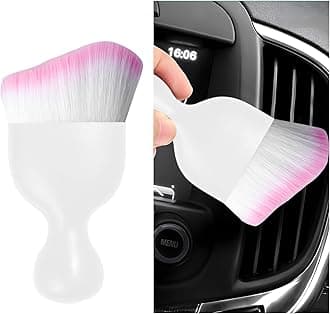Car Interior Dust Brush, Soft Scratch Free Auto Detailing Brushes, Universal Vehicle Interior Cleaning Tool for Automotive Dashboard, Air Vents, Leather(White & White & Pink)