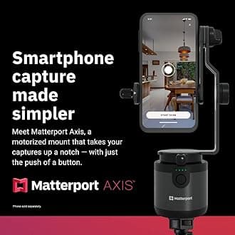 Matterport Axis Gimbal Stabilizer for Smartphone Camera - Motorized Rotating Mount for Professional Virtual Tour 360 Photo Includes Portable Tripod, Remote and 12 Month Starter Kit for 3D Model Scans
