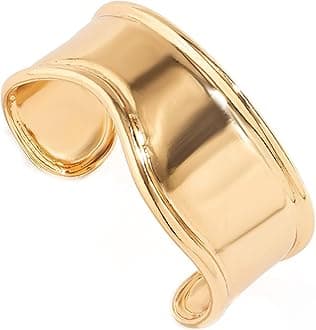 YBMYCM Wide Cuff Chunky 14K Gold Plated Bracelets for Women Open Cuff Bangles Adjustable Wrist Cuff Bracelets Fashion Jewelry for Women