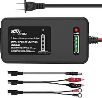 ULTRA POWER 4 Amp 14.6V LiFePO4 Battery Charger, 12.8V LiPO Lithium Battery Charger, 4 Stage Smart Battery Charger for Cars, Motorcycles, Cars