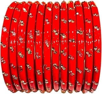 COLORIQUE Lac Bangles Set for Women & Girls – Handcrafted Indian Ethnic Bangles with Sparkling Stone Embellishments (Pack of 12)