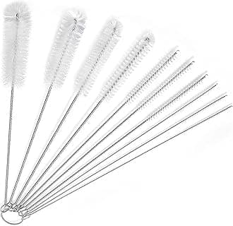 Straw Cleaner Brush and Bottle Brush Set, Long Straw Cleaning Brush Extend 10 inch, 10 PCS Professional Cleaning Brushes for Tubes, Straws, Pipes and Hard to Reach Areas