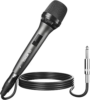 TONOR Professional Vocal Microphone for Singing, Dynamic Handheld Wired Karaoke Mic, Cardioid Studio Microfono with 450 cm/157inch XLR to 1/4" Cable, for Speakers/Mixer Machine/Amp/Speech/Karaoke, D5