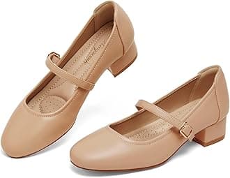 Mary Jane Shoes Women Low Heels Dress Shoes Pumps Low Heel 2 Inch Chunky Heel Mary Janes Pumps with Adjustable Ankle Strap for Women Dressy Casual