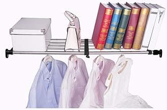 Hershii Expandable Closet Tension Shelf Rod Adjustable Metal Storage Rack