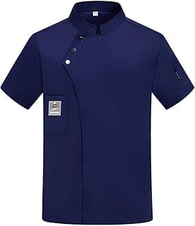 Unisex Chef Coat Short Sleeve Jacket,Breathable,Comfortable Button Closure - Kitchen,Restaurant,Hotel Uniform A