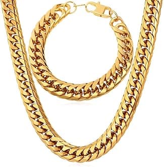 Cuban Link Chain Necklace for Men, 12mm/9mm/6mm Miami Curb Chain, Stainless Steel/Black/18K Gold Plated, Hip Hop Jewelry, Heavy Duty Thick Chain Gift for Him, 18-36 Inch