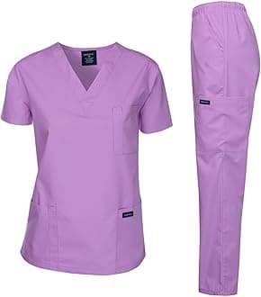DAGACCI Medical Uniform Set for Women and Men, Lavender, S