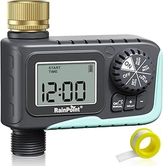 RAINPOINT Sprinkler Timer Outdoor,Programmable Water Timer for Garden Hose Faucet,Irrigation System with Rain Delay/Manual(Metal)