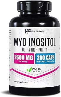 Healthfare Myo Inositol Supplement, 2600mg | 200 Veg Capsules | Ultra Strength | Healthy Ovarian Support for Women | Vitamin B8 for Women