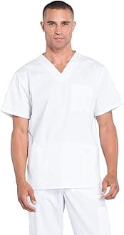 Cherokee Men's V-Neck Top Traditional fit with 4 Pockets, Ultra Soft, Durable, Fade Resistant, 2-Way Stretch Fabric - WW695