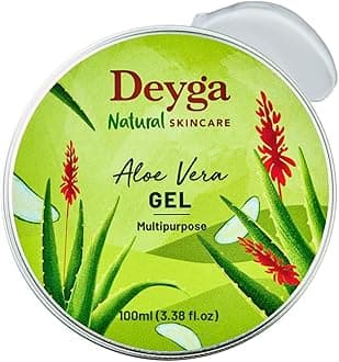 - Deyga Aloe Vera Gel | Pure & Organic Multipurpose Gel | Non-Sticky for Face, Skin & Hair | Soothes Acne, Sunburn | For Men & Women (100g)