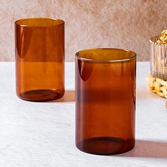 Borosil Vision Amber Glasses, Borosilicate Glasses, Medium, Heat Resistant & Lightweight Glasses for Water, Juice, Lassis, Shakes, 295 ml, Set of 6 Glasses