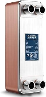- 4"x12" 30 Plates Heat Exchanger with 1" MPT Port Water to Water 316L Stainless Steel Brazed Plate Heat Exchanger for Water Heating, Floor Heating, Commercial and Industrial Refrigeration