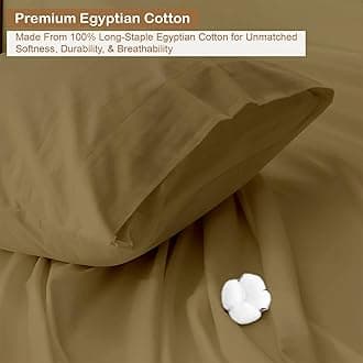 ARlinen King Waterbed Sheet Set - 4 Piece, 100% Cotton, 15 Inch Deep Pockets, Attached Design, Extra Soft Solid Taupe Bed Sheets