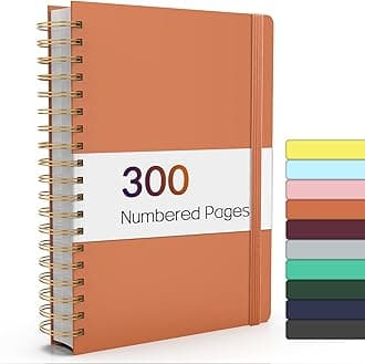 Forvencer A4 Lined Spiral Journal Notebook with 300 Numbered Pages, 11" X 8.5" Thick Journals for Writing with 100GSM Paper, Hardcover Notebooks with Contents for Work, School, Orange Unknown Binding