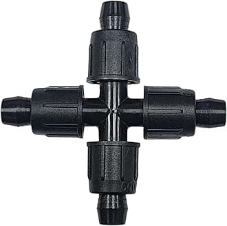 USA Made - 5 Pack Premium 1/2 Inch I.D. .590" - .630" Drip Tape Irrigation Tubing 18mm Cross 4 Way Universal Perma-Loc Connector Barbed Locking Fitting - Fits All Brands Rainbird, Netafim, Etc. 18mm