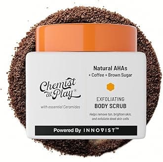 Exfoliating Body Scrub For Removing Tan & Dead Skin Cells | Rough & Bumpy Skin, Tanned & Pigmented Skin | For Smooth, Soft & Bright Skin | Natural AHAs | Coffee 2.6 fl oz.