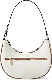 BOSTANTENSmall Crescent Shoulder Bag for Women Vegan Leather Purses Cute Handbag with Front Zip Pocket