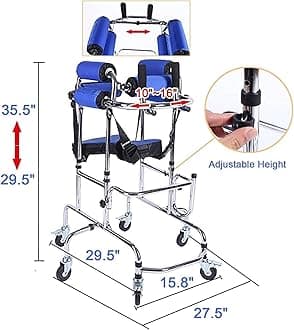 Walkers for Children(3-6 Age) Cerebral Palsy Disabled Kids Walker Six Wheel with Seat Adjustable Height Width, Disabled Auxiliary Equipment Rehabilitation Training Walking Aid