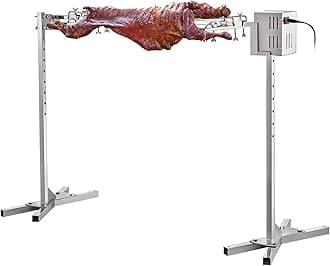 VBENLEM 46'' Electric BBQ Rotisserie Grill Kit，Max Capacity 90 LB,Automatic 32W Motor and Height Adjustable Stainless Steel Roaster Stand for Pig Rotisserie Hog Lamb Outdoor Party Campfire Barbecue