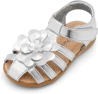 DREAM PAIRS Girls Toddler/Little Kid Closed-Toe Flower Summer Dress Sandals Shoes