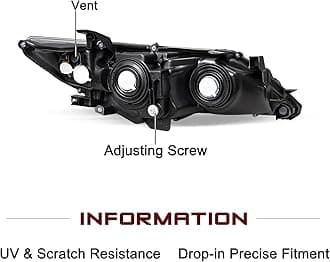 JSBOYAT Fit for 2012 2013 2014 Toyota Camry Headlight Assembly Replacement SE/L/LE/XLE/Hybrid Projector Driver Passenger Side(Black Housing with Clear Reflector) with bulbs