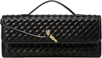 JYG Woven Handbag for Women Fashion Evening Shoulder Bag PU Leather Handmade Clutch Purse Casual Crossbody Bags 2024