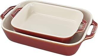 STAUB Ceramics Rectangular Baking Dish Set, 2 pc, Red