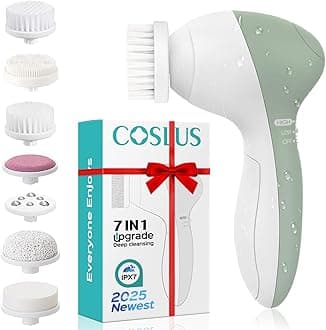 COSLUSFacial Cleansing Brush Face Scrubber: Electric Exfoliating Spin Cleanser Device Waterproof Deep Cleaning Exfoliation Rotating Spa Machine - Electronic Acne Skin Washer Spinning System Set