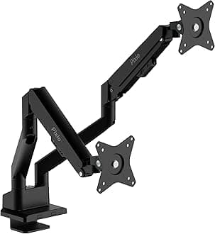 PS1D Wave Black Dual Monitor Arm Stand Desk Mount - Fits up to 32 inches Monitors and up to 19.8lbs. VESA Compatibility and Integrated Cable Management
