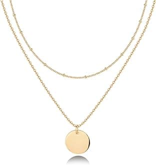 14K Gold Plated Layering Necklaces | Stylish Minimalist Design Pendant Necklaces | Butterfly, Heart, Lock, Evil Eye, Coin, Lightning Bolt, Circle, Cross Pendants for Women - Valentines Day Trendy Jewelry