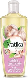 Vatika Naturals Enriched Hair Oil, Natural Moisturizing, Strengthening & Serum for Healthy Scalp, Nourishing Hair Oil for Soft, Manageable, Smooth & Silky From Root to Tip (Garlic)