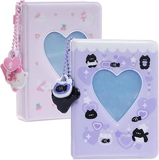 2Pcs 3 Inch Mini Photocard Binder Album, Kpop Photo Album, Photo Card Holder Kpop Love Heart Hollow Card Binder, Mini Photo Card Book Holder for Collecting With 40 Pockets