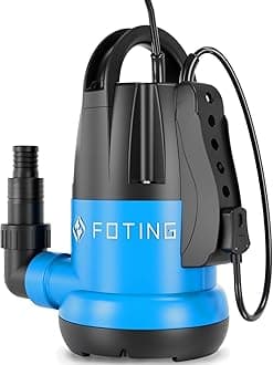FOTING Sump Pump 3/4HP Dirty Submersible Water Pump,2400GPH Utility Pump Thermoplastic Electric Portable Transfer Water Pump for Swimming Pool Pond Basement with 16ft Power Cord, with Float Switch