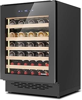JINJUNYE 24Inch Wine Cooler Refrigerator, Built-in or Freestanding Wine Cellar for White, Red, Champagne, Sparkling Wine for Home Office Bar, 52 Bottle Wine Fridge Digital Temperature Control