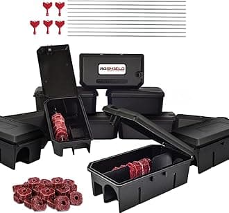 ROSHIELD - 10X PRE-BAITED Anti Rodent Solution Kit | Pre Bait Box Rat Trap | indoor/Outdoor Fast & Safe Infestation Control| Rat Poisoning Super Strength | Rat Poisoning | Mouse Traps READY -TO USE,10