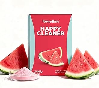 NEWELLME Happy Cleaner Superfood Powder | Digestive & Gut Health, Prebiotics & Probiotics for Women & Men, Support for Bloating & Regularity, Vegan Sugar-Free, Watermelon Flavor, 14 Sachets